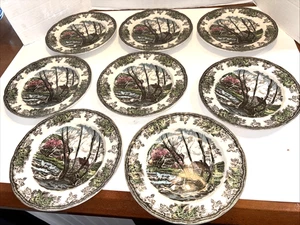 8 Vintage Johnson Brothers Bros The Friendly Village Salad Plates ~ 7 3/4" NEW - Picture 1 of 4