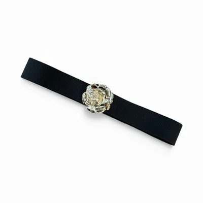 "Cinturón elástico rosa dorado vintage negro 2"" ancho ajustable años 80-90" Foto 1 de 4