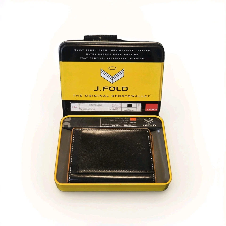 J. FOLD JF ROADSTER SLIMFOLD LEATHER SPORTS WALLET CARD HOLDER Perforated 0434 - Image 1 of 4