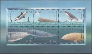 HOJA DE RECUERDO ANTIGUA Y BARBUDA Sc# 2622a-f MNH de 6 DIFERENTES BALLENAS - Imagen 1 de 1
