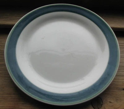 Plato de ensalada de gres Oneida Casual Choice verde azulado y verde banda 8" SO28 Foto 1 de 2