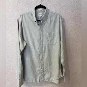 J.Crew Men Size Large Slim Fit Cotton Linen Twill Gray Button Down Shirt - Picture 1 of 9