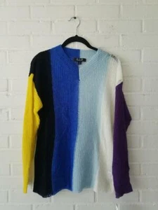 A.Z.I. Striped Stripe Colorblock Sweater M $110 Boutique Color Block Blue - Imagen 1 de 4