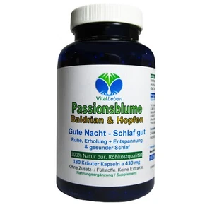 Passionsblume Baldrian & Hopfen, Gute Nacht, 180 Pulver Kapseln. 26690-180 - Bild 1 von 5