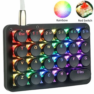 23 Tasten Mechanisch Tastatur Rot Schalter Runde Tastenkappen RGB LED Backlit - Bild 1 von 7
