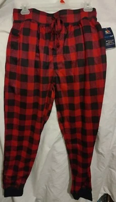 PAJAMA BOTTOMS 男式小号 28-30 红色格子“可爱”睡裤 PJ JOGGER WAFF — 第 1/4 张图片