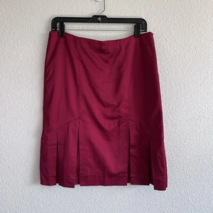 Bebe Y2K Women’s Sleek Red Satin Kick Hem Pleated Pencil Skirt - Picture 1 of 13