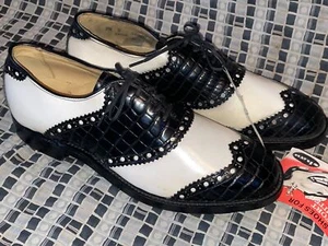 VTG 70s 80s MENS 7 SHAW LEATHER WINGTIP SPECTATOR TU-TONE GOLF GATOR SHOES - Picture 1 of 6
