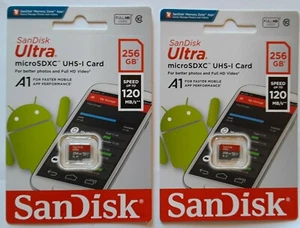 Sandisk Micro SD 256GB 120MB/s FREE FAST SHIPPING FROM CA USA $59.95 -2pk - Picture 1 of 5