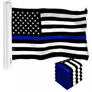 Thin Blue Line American Flag 3x5FT 5-Pack Printed 150D Polyester By G128 - Picture 1 of 5