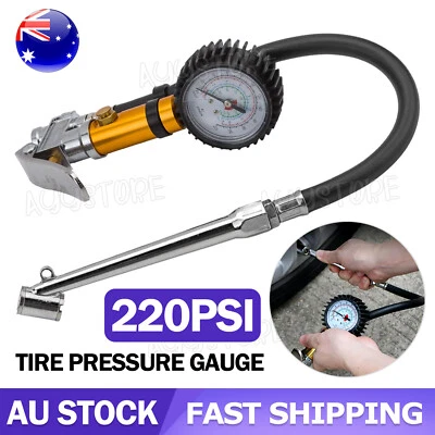 220PSI Tyre Inflator Truck Car Motorcycle Air Tire Pressure Gauge With Hose pump - image 1 of 4