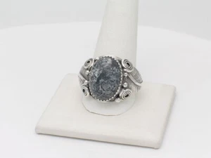 Native American Handmade Sterling Silver and White Buffalo Men’s Ring Size 14 - Picture 1 of 8