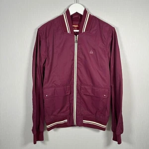 Merc London Harrington Bomber Jacket Mens XS Burgundy Classic Full Zip - Picture 1 of 11