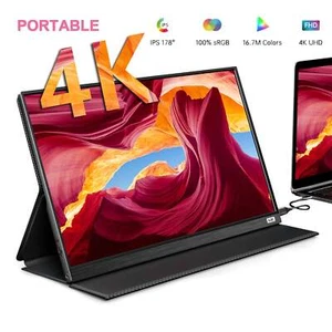 Portable Monitor, 3840×2160 15.6'' FHD 4K Laptop Monitor IPS Display with PC US - Picture 1 of 8