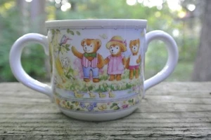 Vintage Royal Worcester Porcelain Double Handle Mug Wooster Bear - Picture 1 of 7