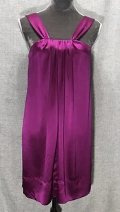 Banana Republic Y2K Silk Sleeveless Mini Sheath Dress Fuchsia Magenta Medium - Picture 1 of 5