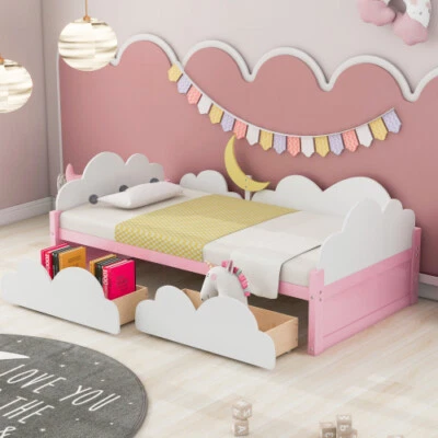 Twin Size Daybed with Storage Drawers Wooden Platform Bed Frames for Boys Girls - Image 1 of 4