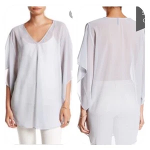 Túnica Riller & Fount Hi Lo Chifón Kimono Encubrimiento Semi Transparente Talla 4-6 Nueva Sin Etiquetas - Imagen 1 de 9