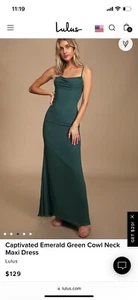 Captivated Emerald Green Cowl Neck Maxi Dress NWOT SIZE 6 - Picture 1 of 5