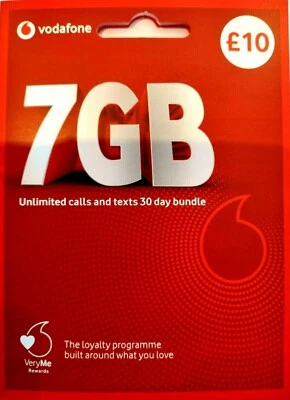 Vodafone Sim Card New and Sealed Pay As You Go 7g unlimited calls sms BARGAIN