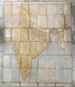 Segunda Ed. India 1962 hoja de ruta de la India. Lino grande con respaldo 47 pulgadas x 58 pulgadas (12994) - Imagen 1 de 13