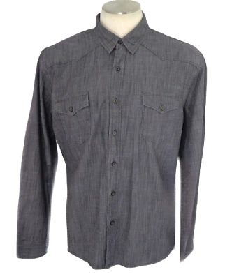 Camisa Denim Lucky Brand Para Hombres 2XL NEGRA Lavado Ligero Calce Relajado Vaquero Retro Cambray Foto 1 de 4