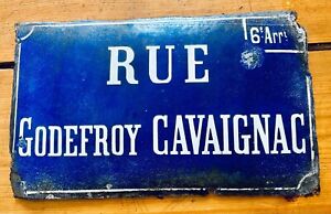 Antik 1920 original Straßenschild Paris 6. Arrondissement Rue Godefroy Cavaignac
