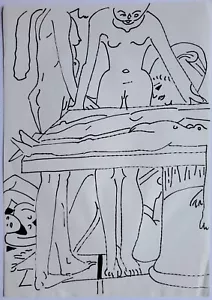 Zeichnung Federzeichnung Tinte Personen Akte Frauen Edvard Frank Nachlass - Bild 1 von 8
