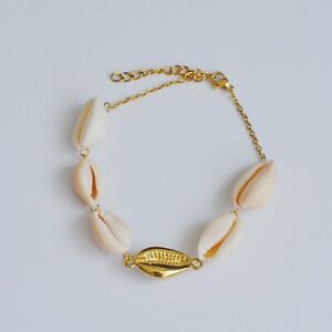 18K Gold Plated Cowrie Shell Seashell Anklet Women Jewelry Boho Vacation Beach