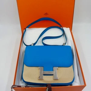HERMÉS CONSTANCE 24 SAC BLUE ZANZIBAR EVERCOLOR LEATHER  PALLADIUM HARDWARE - Bild 1 von 8
