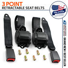 2 Universal 3 Point Retractable Black Seat Belts Fit for Dodge Ram 2500 New