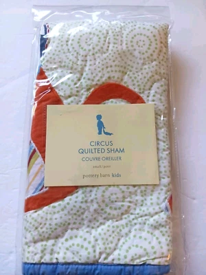 Pottery Barn Kids Circo Pequeño Acolchado Falsa 12x16" Naranja Azul Elefante Bordado Foto 1 de 4