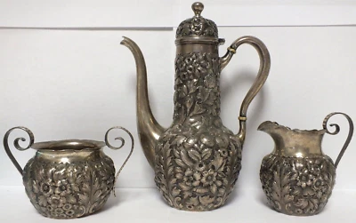 Peter L Krider Juego de 3 Piezas Olla Demitasse Chocolate Antigua JT582 Foto 1 de 4