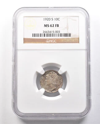 1920-S Mercury Dime MS62 FB NGC *1248 - Image 1 of 3