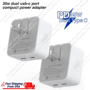 35W Dual USB-C Port Power Adapter Fast Charger Block For iPhone iPad Samsung Lot - Picture 1 of 17