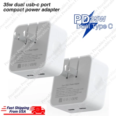 35W Dual USB-C Port Power Adapter Fast Charger Block For iPhone iPad Samsung Lot - Image 1 of 4