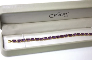 NEW AMETHYST WRIST BRACELET 14K YELLOW GOLD 7.25'' WOMEN'S 8.2GR - Picture 1 of 11