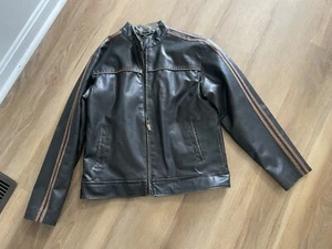 Vtg Arizona Jean Co Grunge Faux Leather Men's Racer Motorcycle Zip Jacket Sz S - Picture 1 of 5