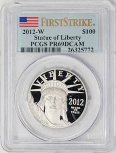 2012-W $100 American Platinum Eagle Statue of Liberty First Strike PR69DCAM PCGS - Picture 1 of 4