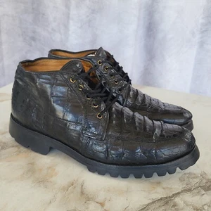 Bernini Real Genuine CROCODILE Chukka Boots Men's Size 9 Black - Picture 1 of 17