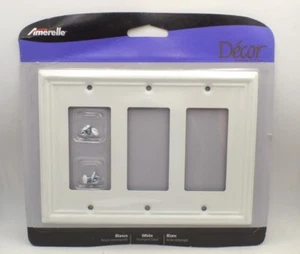 AMERELLE 149RRRW ASCHER 3 GANG ROCKER STEEL WALL PLATE - WHITE - Picture 1 of 2