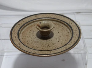 Art Studio Pottery Taper Candlestick Holder Natural Clay Speckled Tan Signed - Picture 1 of 5