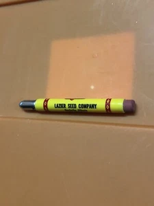 VTG Yellow P.A.G. Lazier Seed Company Lead Pencil Eraser Bullet Style Cap 1930's - Picture 1 of 5