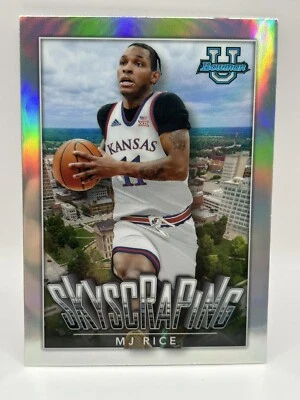 2022-23 Bowman University Chrome MJ Rice #S-7 Skyscraping Refractor Kansas NM - Image 1 of 2