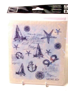 PAÑO DE COCINA FINLANDÉS * ECOLÓGICO * NÁUTICO-azul*Más alegría y moomins*reutilizable - Imagen 1 de 6