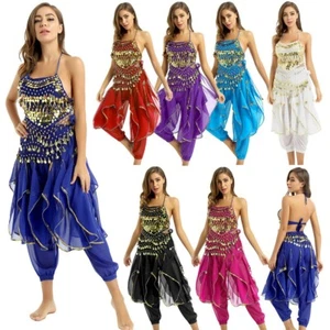 Bauchtanz Paillettentop Wellenhose Hose Anzug Outfit Karneval Cosplay Kostüm - Bild 1 von 10
