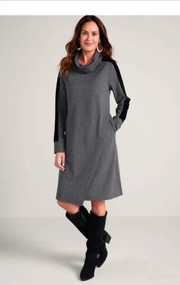 Soft Surroundings Moderne Dress Herringbone Knit-Size M Long Sleeve & Cowl Neck - Image 1 of 4