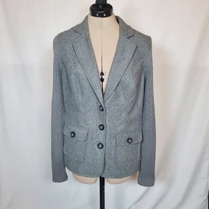 Cabi maglione donna blazer grigio medio misto lana manica a costine classico preppy - Foto 1 di 12