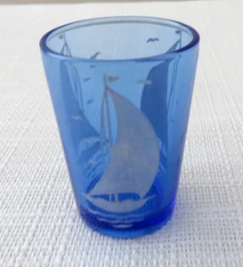 6 Hazel Atlas Ships Sportsman Blue 5 1/4" 12 Oz Ice Tea Tumblers With Stirrers - Picture 1 of 9