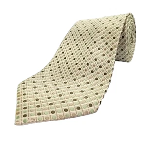 Geoffrey Beene Luxury Tie Green Brown Beige Polka Dot Silk Necktie 62" x 3.5" - Picture 1 of 7